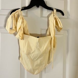 MEDIUM CIDER TANK. YELLOW CORSET TYPE BLOUSE WITH CORSET LINING.